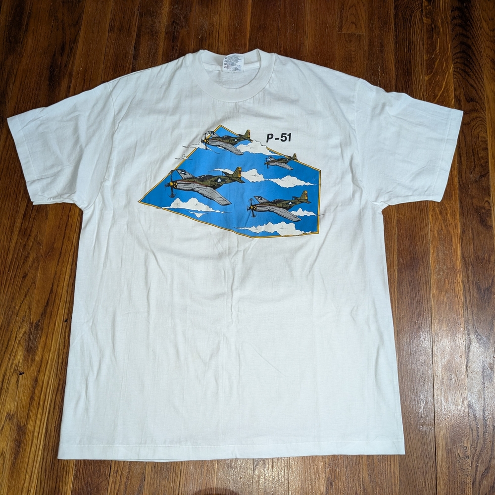 Vintage F-51 Fighter Jet T-Shirt EUC L Single Stitch